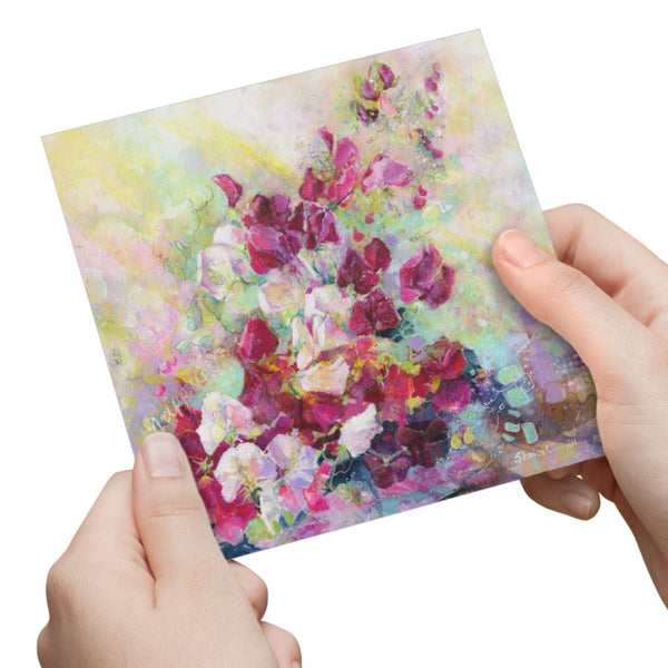 Sweet Peas Greeting Card designed by artist Sheila Gill