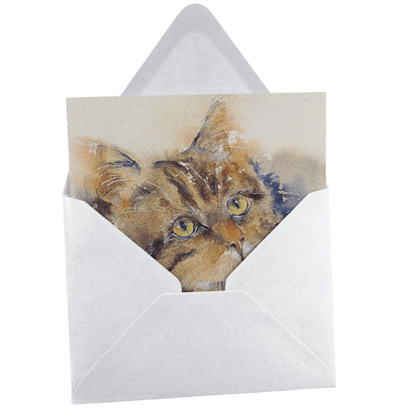Tabby Cat Greeting Card designed by artist Sheila Gill