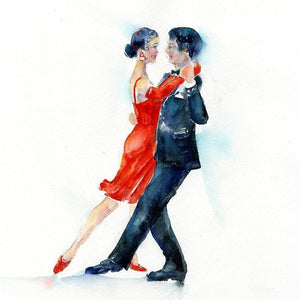 Tango Dance Greeting Card designed by artist Sheila Gill