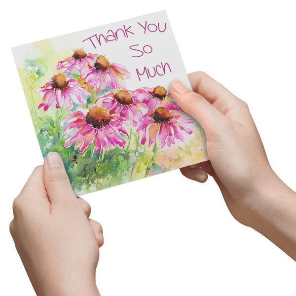 Thank You Pink Daisy Greeting Card designed by artist Sheila Gill
