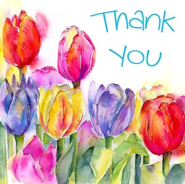 Thank You Tulip Greeting Card designed by artist Sheila Gill