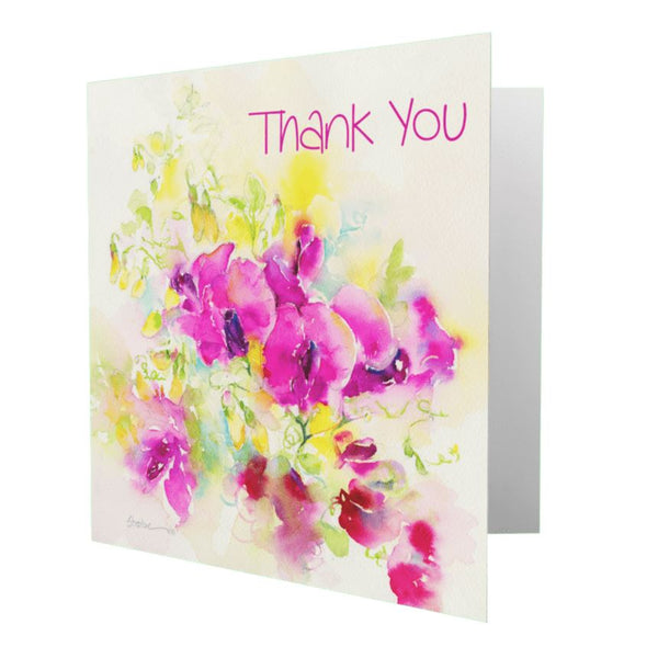 Thank You Sweet Peas Greeting Card designed by artist Sheila Gill