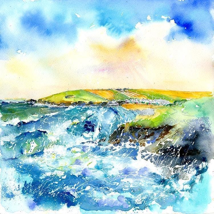 Trevone Bay, Cornwall Art Print designed by artist Sheila Gill
