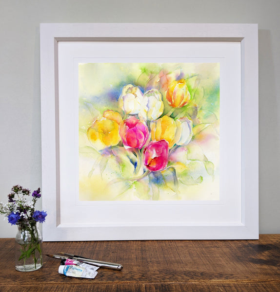 Tulips - Flower Art Framed Picture  designed by artist Sheila Gill