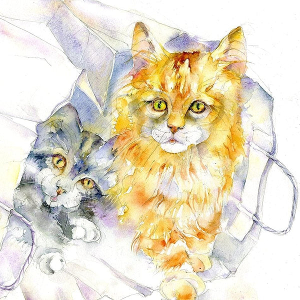 Two Cats Art Print designed by artist Sheila Gill
