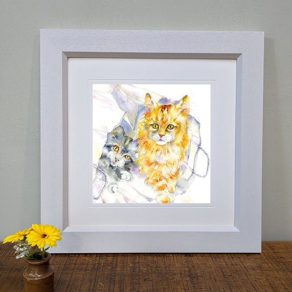 Two Cats Art Print designed by artist Sheila Gill