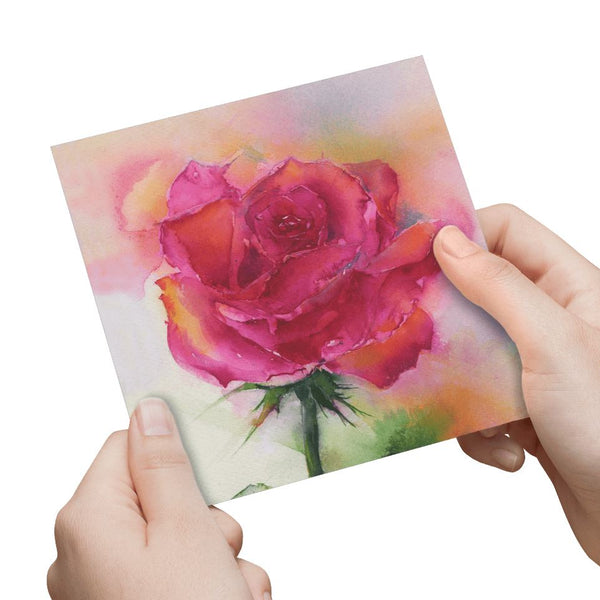 Vintage Red Rose Greeting Card designed by artist Sheila Gill