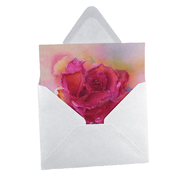 Vintage Red Rose Greeting Card designed by artist Sheila Gill