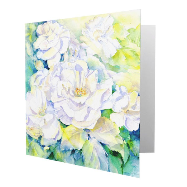 Vintage White Roses Greeting Card designed by artist Sheila Gill
