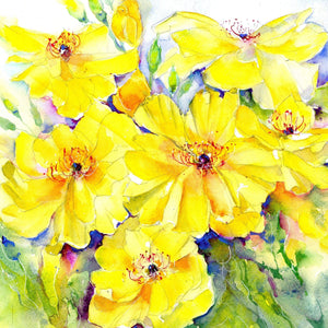Vintage Yellow Roses - Floral Flower Art Watercolour Picture painted by artist Sheila Gill
