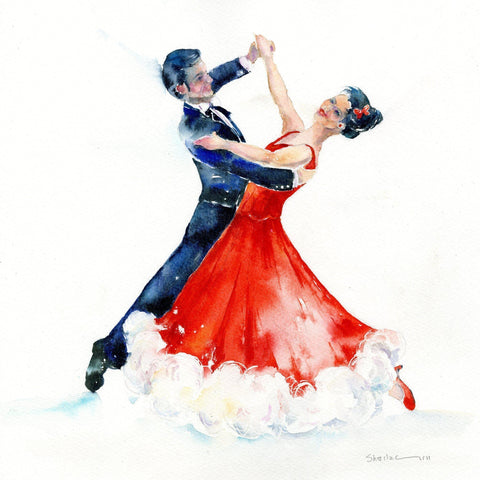 Waltz Dance Greeting Card designed by artist Sheila Gill