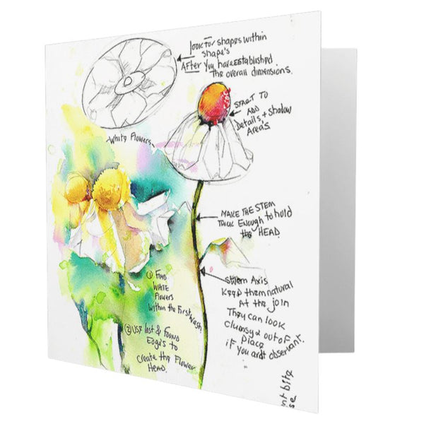 White Poppy Art Greeting Card