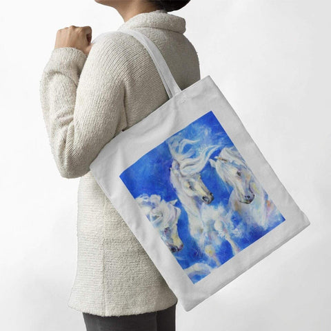 White Spanish Horses Tote Bag Sheila Gill Fine Art 