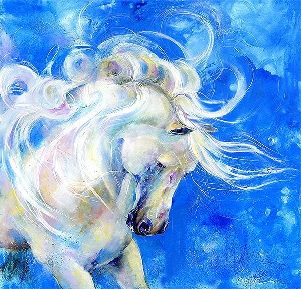 White Stallion Greeting Card designed by artist Sheila Gill
