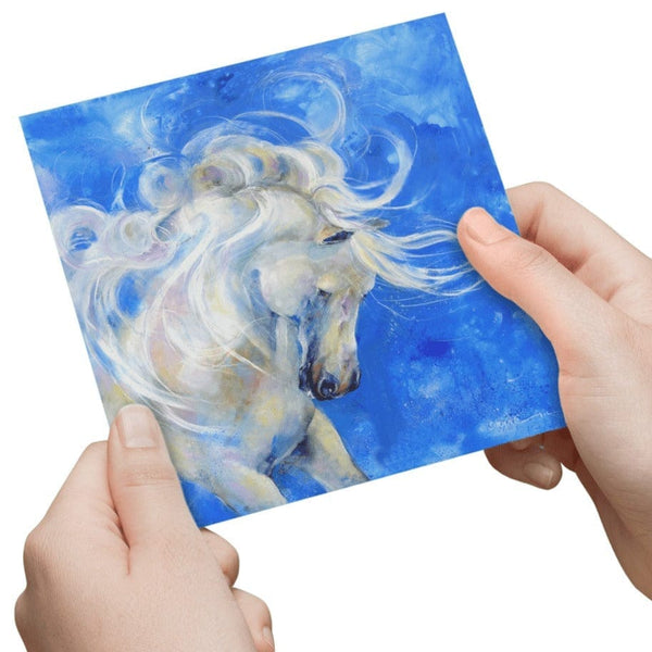 White Stallion Greeting Card designed by artist Sheila Gill