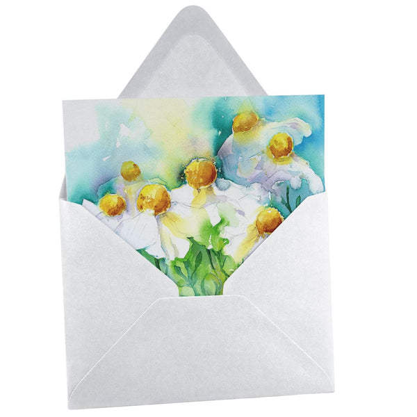 White Tree Poppy Greeting Card designed by artist Sheila Gill