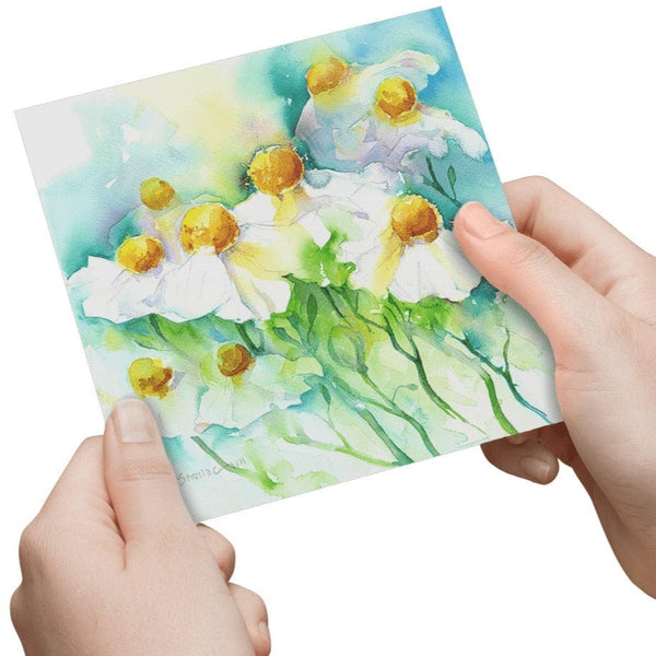 White Tree Poppy Greeting Card designed by artist Sheila Gill