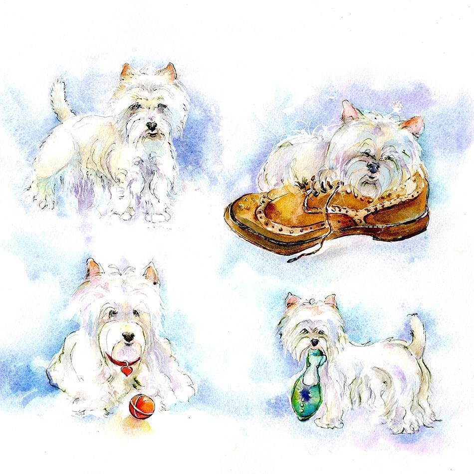 White West Highland Terrier Dog Art Print designed by artist Sheila Gill
