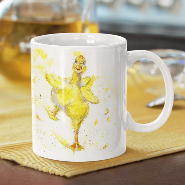 Yellow Duck Ceramic Mug designed by artist Sheila Gill