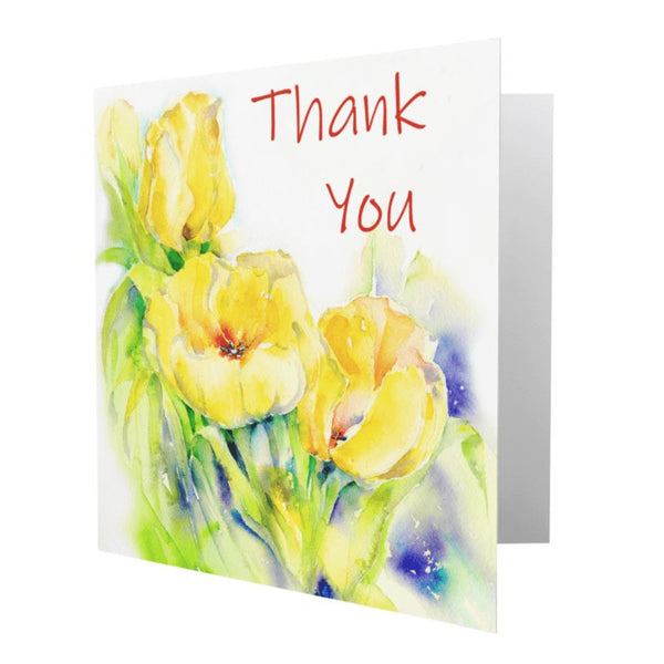 Thank You Yellow Tulips Notelet Card Pack designed by artist Sheila Gill