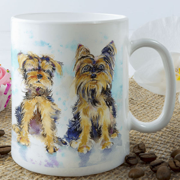 Yorkshire Terrier Dog Ceramic Mug designed by artist Sheila Gill
