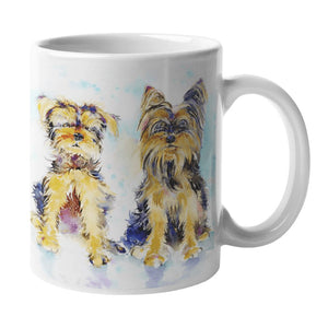 Yorkshire Terrier Dog Ceramic Mug watercolor painted designed by artist Sheila Gill
