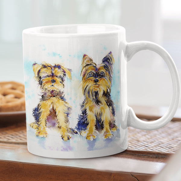 Yorkshire Terrier Dogs Ceramic Mug designed by artist Sheila Gill
