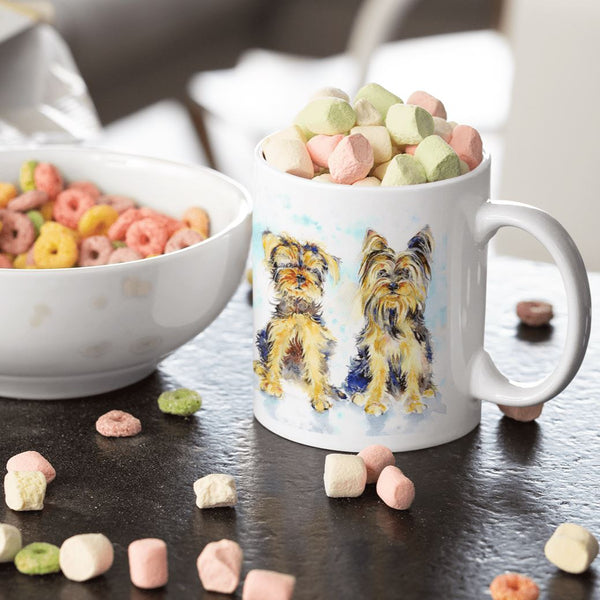 Yorkshire Terrier Dog Ceramic Mug designed by artist Sheila Gill
