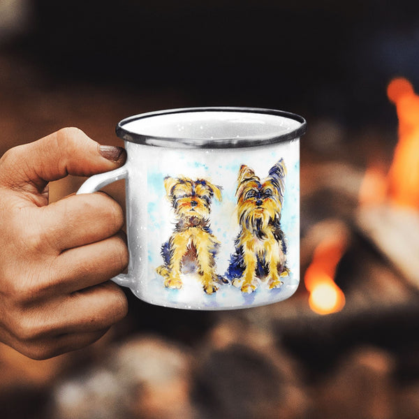 Yorkshire Terrier Enamel Mug designed by artist Sheila Gill