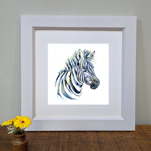 Zebra Art african Framed Picture designed by artist Sheila Gill