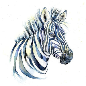 Zebra Greeting Card designed by artist Sheila Gill