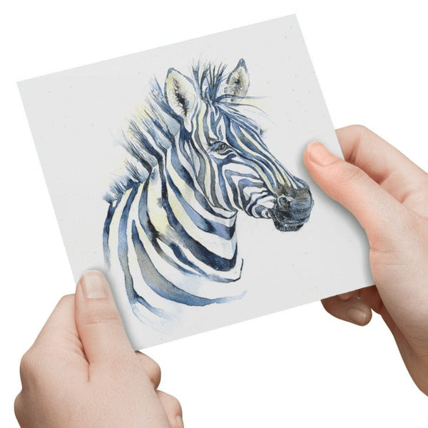 Zebra Greeting Card designed by artist Sheila Gill