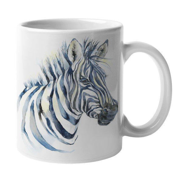 Black and White Striped Zebra Wild Animal Ceramic Mug designed by artist Sheila Gill

